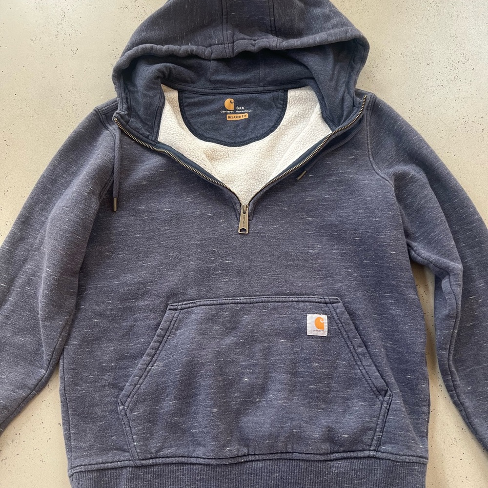 Carhartt Navy Half-Zip Hooded Sweatshirt